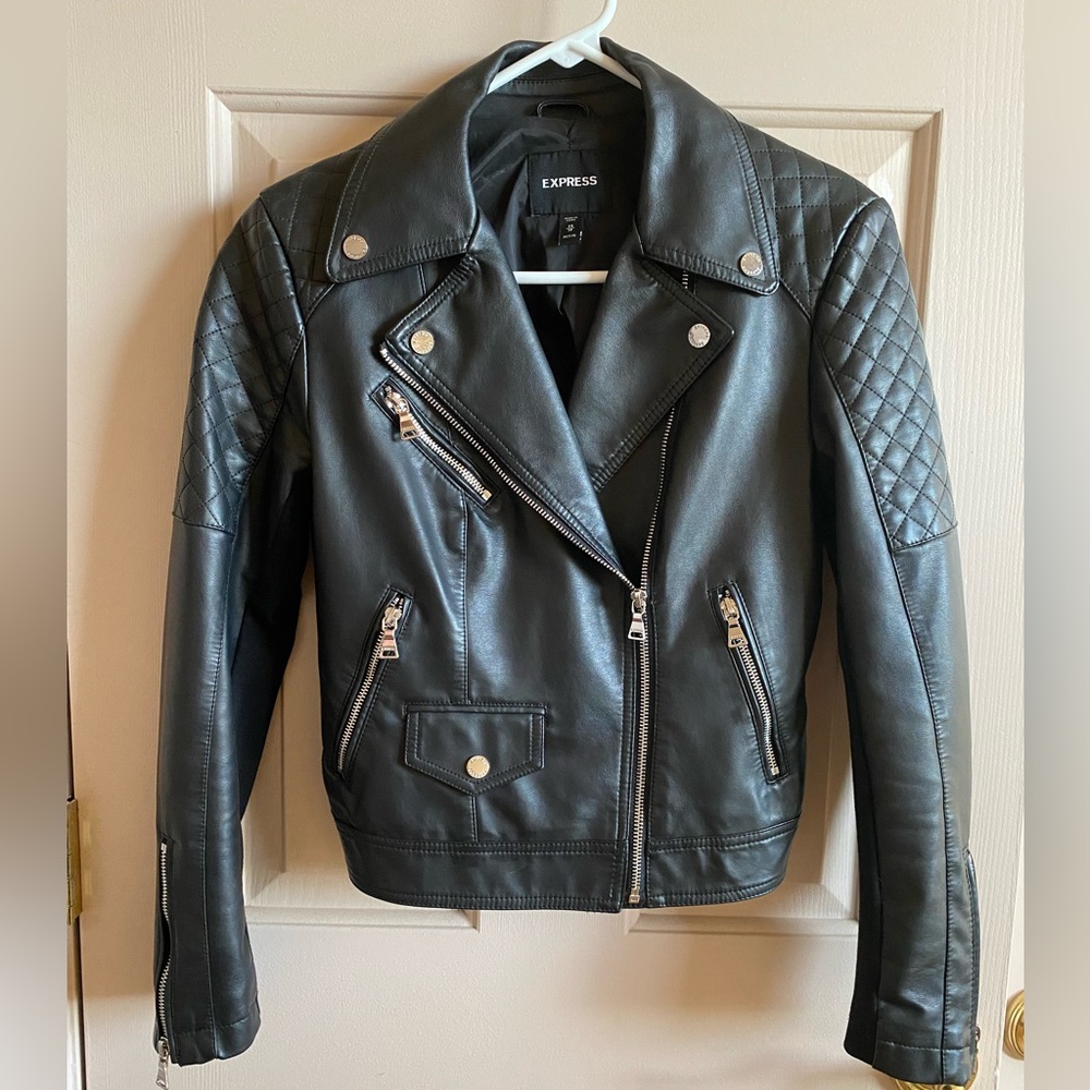 Express Faux Leather Moto Motorcycle Jacket Size Small Petite